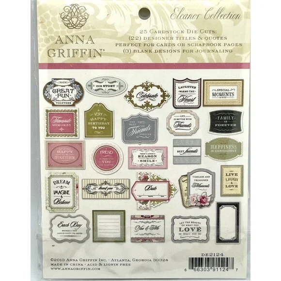 Anna Griffin Elenor Collection 3D Stickers Die Cuts Sentiments 3 pc Lot Retired - Picture 8 of 11